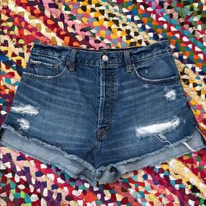 Abercrombie & Fitch Distressed High Rise Button Fly Cutoff Denim Jean Shorts